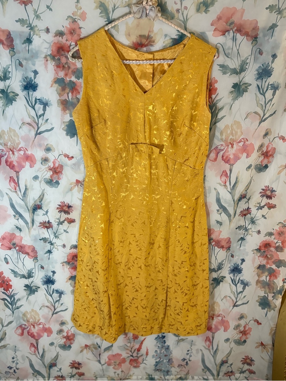 Vintage Sleeveless V-Neck Yellow  Dress